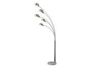 Penbrook Arc Floor Lamp In Silver Plating With White Marble Base And Chrome Shade