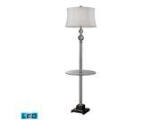 Crystal Floor Lamp With Glass Tray And Pure White Textured Linen Shade LED Offering Up To 800 Lumens 60 Watt Equivalent With Three Way Capabilty. Includes An