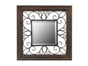 Wood Framed Mirror With Iron Detailing