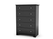 Vito Collection 5 Drawer Chest in Solid Black Finish By South Shore Furniture