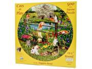 Cats At Play 500 Piece Round Jigsaw Puzzle