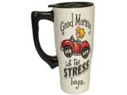 LET the Stress Begin Travel Coffee Mug Portable Ceramic Drinkware