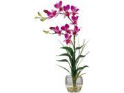 Dendrobium w Glass Vase Silk Flower Arrangement