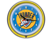 Oklahoma City Thunder NBA Chrome Double Ring Neon Clock