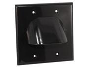 Two Piece Double Gang Black Feedthrough Wall Plate