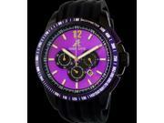 AdeeKaye AK7141 Mens Stainless Steel Sports Design Chronograph Quartz Watch Purple