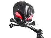KiWAV Motorcycle Mirrors black Skull red Eye aluminum adjustable black stem M10 5 16