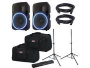 Alto Professional Truesonic TSL115 Powered Speakers 2 with Gator Stands Totes