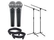Shure SM58 Vocal Microphone Pair with Stands Cables