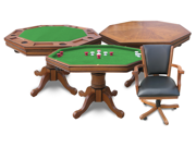 Kingston 3 In 1 Poker Table Game Set With 4 Chairs Dark Oak