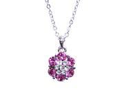 <Just Perfect>Crystal Pink Collocate White Swarovski Crystal “Floral Love? In Alloy 14k White Gold Plated Pendant.16?