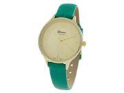 Geneva Platinum Women s Gold Tone Stainless Steel Dark Green Leather Watch 9937