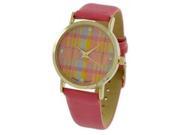Geneva Platinum Women s Quartz Gold Tone Stainless Steel Pink Leather Watch 9884