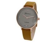 Geneva Platinum Women s Rose Gold Tone Stainless Steel Cognac Leather Watch 9861