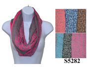 12 Pieces Wholesale Girls Lady Infinity Cheetah Print Color Chunk Circle Double Loop Scarf Wrap. S5282