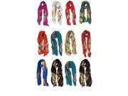 12 PCS Wholesale Women s Indian Feather Crown Pattern Velvet Print Shawl Scarf Scarves Wrap Stole. S5160