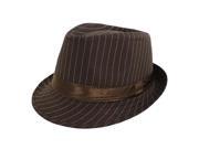 Faddism Fashion Fedora Hat White Stripe in Brown Base Design