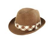 Faddism Fashion Fedora Hat in Brown Design with Plaid Band for Men and Women