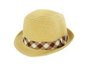Faddism Fashion Fedora Hat in Beige Design with Plaid Band for Men and Women