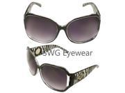 MLC Eyewear TU9012CL BKPB Butterfly Fashion Sunglasses Black Clear Frame in Zebra Pattern Design Purple Black Lenses for Women