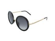 MLC Eyewear Classic Metal Bridge 50mm Round Sunglasses in Black Gold