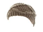 Kate Marie Maya Handcrafted X Pattern Rib Beanie Headband in Taupe