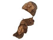 Kate Marie Sarah Handcrafted Twisted Color Yarn Beanie Cap Scarf Two Piece Set in Brown