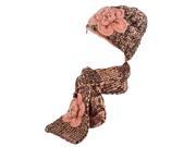 Kate Marie Sarah Handcrafted Twisted Color Yarn Beanie Cap Scarf Two Piece Set in Coral