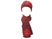 Kate Marie Sarah Handcrafted Twisted Color Yarn Beanie Cap Scarf Two Piece Set in Red