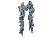 Kate Marie Uma Ruffle Edge Fringe Knit Eternity Scarf in Grey