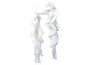 Kate Marie Uma Ruffle Edge Fringe Knit Eternity Scarf in White