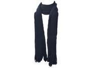 Kate Marie Viana Double Layer Fringe Knit Eternity Scarf in Black