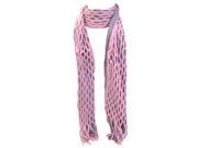 Kate Marie Viana Double Layer Fringe Knit Eternity Scarf in Pink