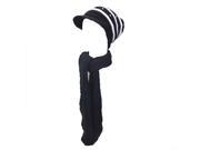 Kate Marie Ashley Knit Beanie Cap Scarf Two Piece Set in Black