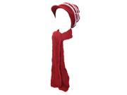 Kate Marie Ashley Knit Beanie Cap Scarf Two Piece Set in Red