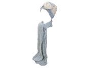 Kate Marie Brinley Rhinestone Floral Knit Beanie Scarf Two Piece Set in Grey