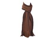 Faddism Cameron Checkered Knit Scarf in Brown