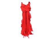 Kate Marie Halley Ruffled Knit Scarf in Red