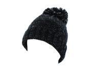 Kate Marie Abbi Cable Knit Pompom Beanie in Black