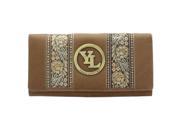 YL Fashion Women s Leather Bi fold Wallet in Tan