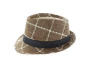 Faddism Fashion Plaid Fedora Hat in Brown