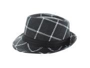 Faddism Fashion Plaid Fedora Hat in Black