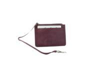 Yacht Fashion Women s Leather Card Holder with Zipper Pocket Wristlet in Burgundy