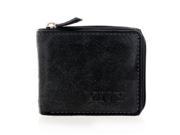 YNY Fashion Men s Leather Zip around Wallet in Black