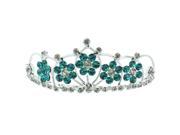 Kate Marie Kyle Adorable Floral Rhinestones Tiara Combs in Turquoise