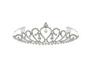 Kate Marie Amelia Charming Rhinestones Crown Tiara with Hair Combs in Silver
