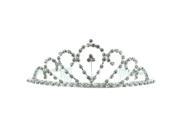 Kate Marie Daisy Classic Rhinestones Crown Tiara with Hair Combs in Silver