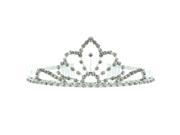 Kate Marie Eva Classic Rhinestones Crown Tiara with Hair Combs in Silver
