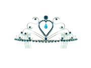 Kate Marie Anna Classic Rhinestones Crown Tiara with Hair Combs in Blue