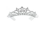 Kate Marie Dina Classic Rhinestones Crown Tiara with Hair Combs in Silver